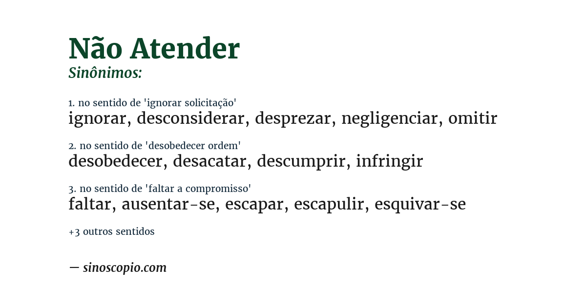 Sinônimo de não atender