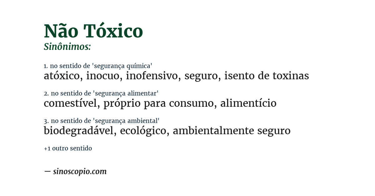 Sinônimo de não tóxico