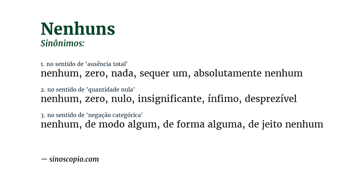 Sinônimo de nenhuns