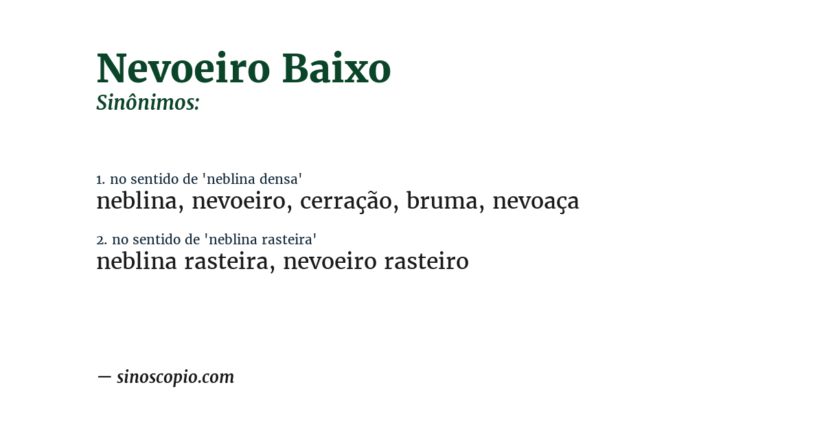 Sinônimo de nevoeiro baixo