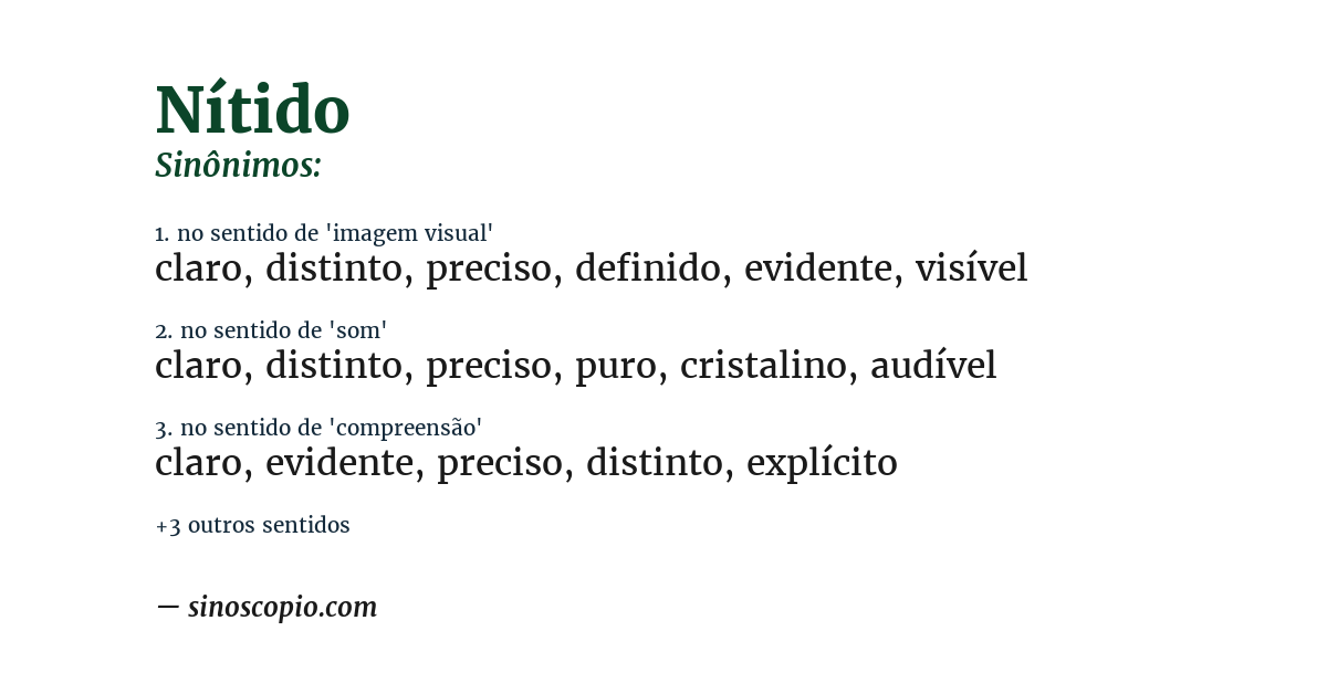 Sinônimo de nítido