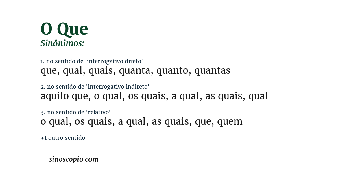 Sinônimo de o que