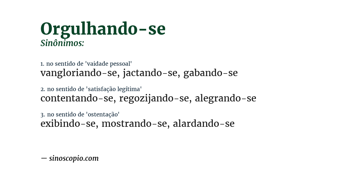 Sinônimo de orgulhando-se