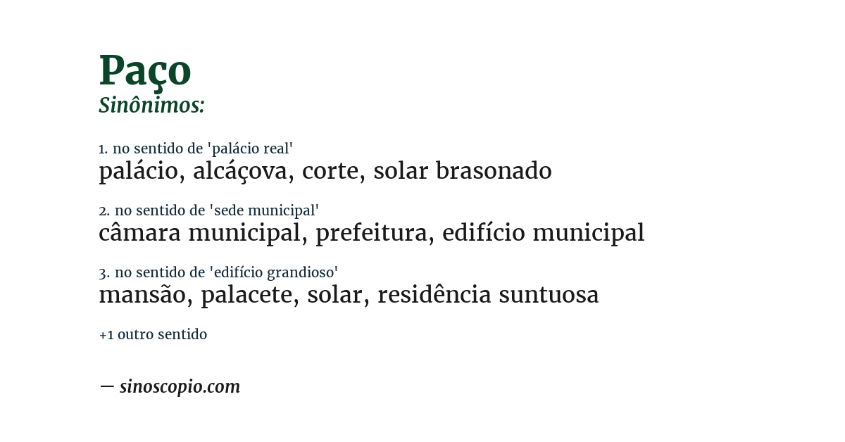 Sinônimo de paço