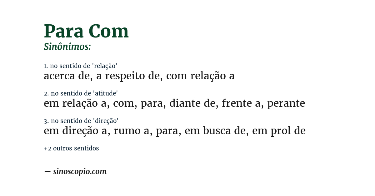 Sinônimo de para com