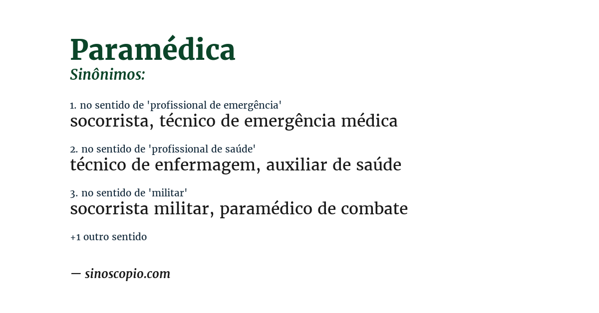 Sinônimo de paramédica