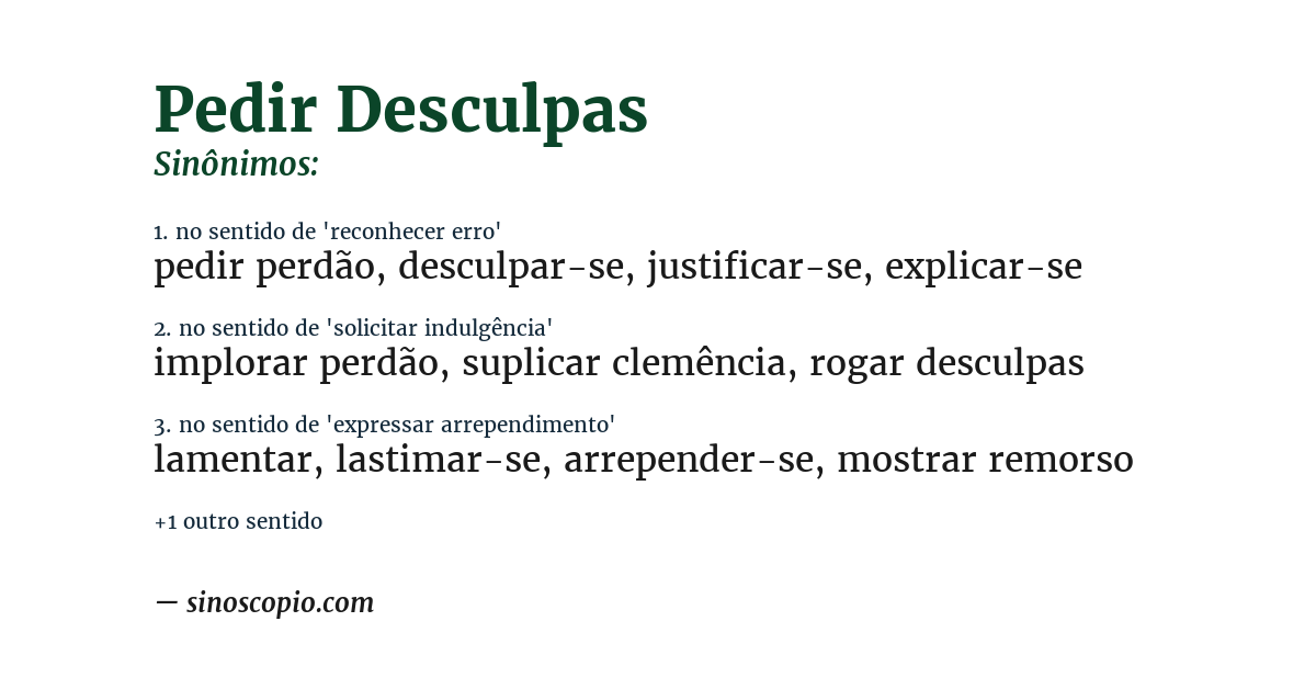 Sinônimo de pedir desculpas