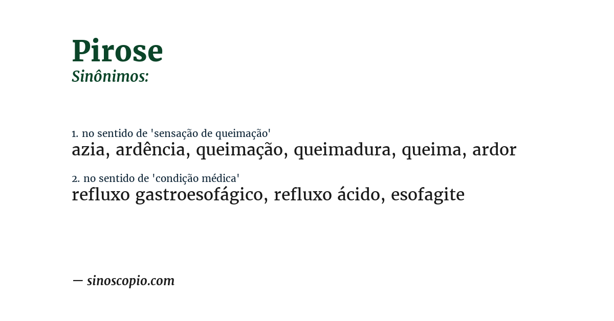 Sinônimo de pirose