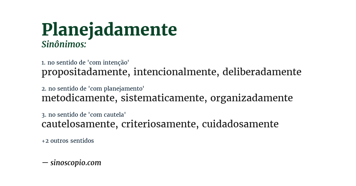 Sinônimo de planejadamente
