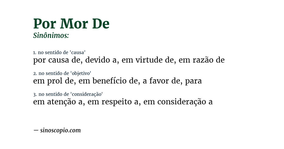Sinônimo de por mor de