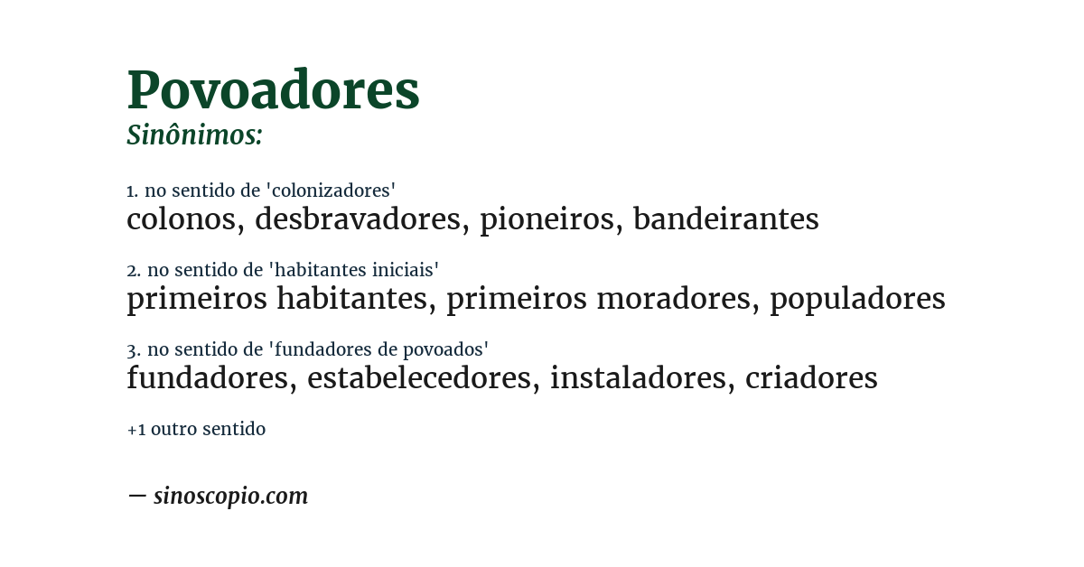 Sinônimo de povoadores