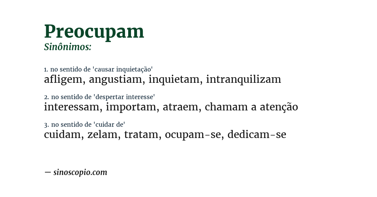 Sinônimo de preocupam