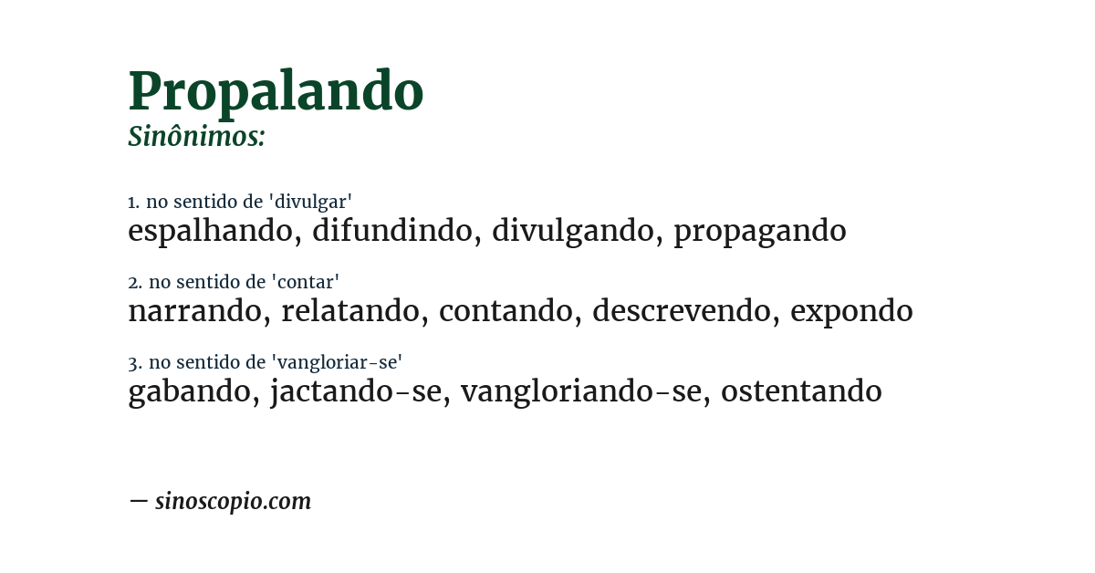 Sinônimo de propalando