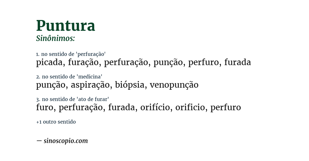 Sinônimo de puntura