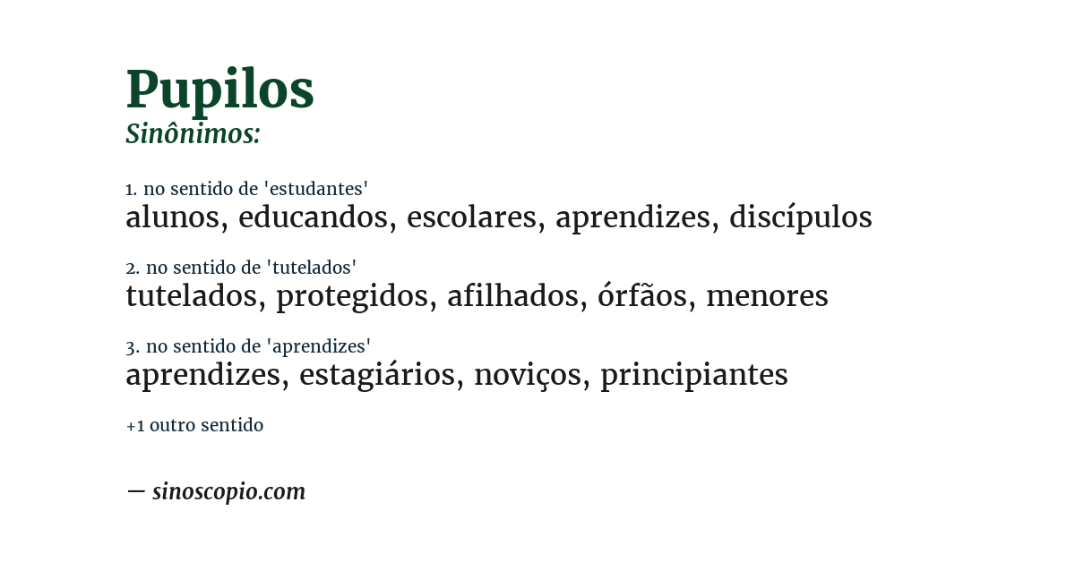 Sinônimo de pupilos