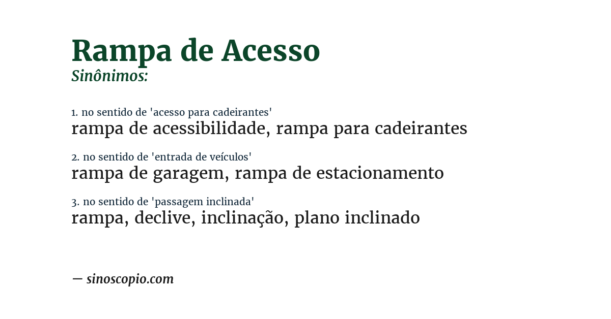 Sinônimo de rampa de acesso