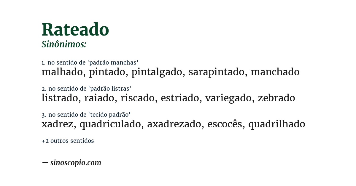 Sinônimo de rateado