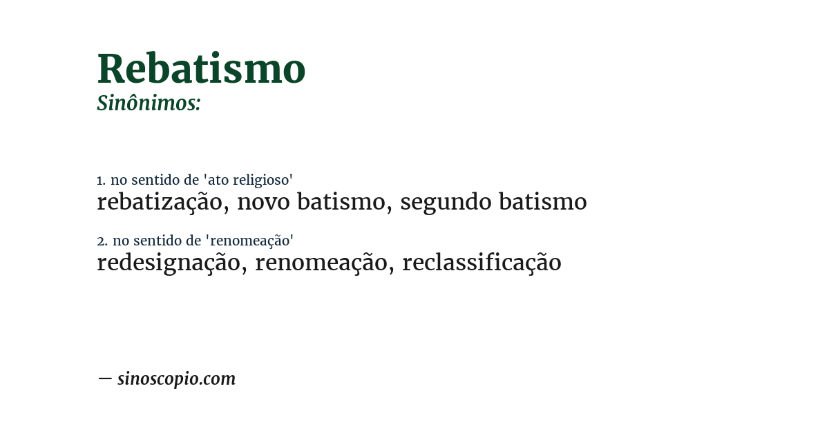 Sinônimo de rebatismo