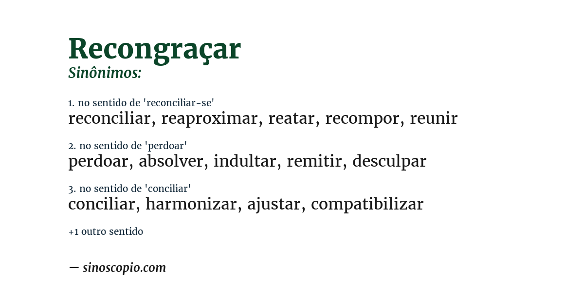 Sinônimo de recongraçar