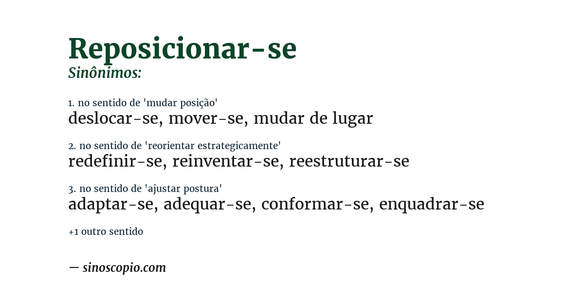 Sinônimo de reposicionar-se