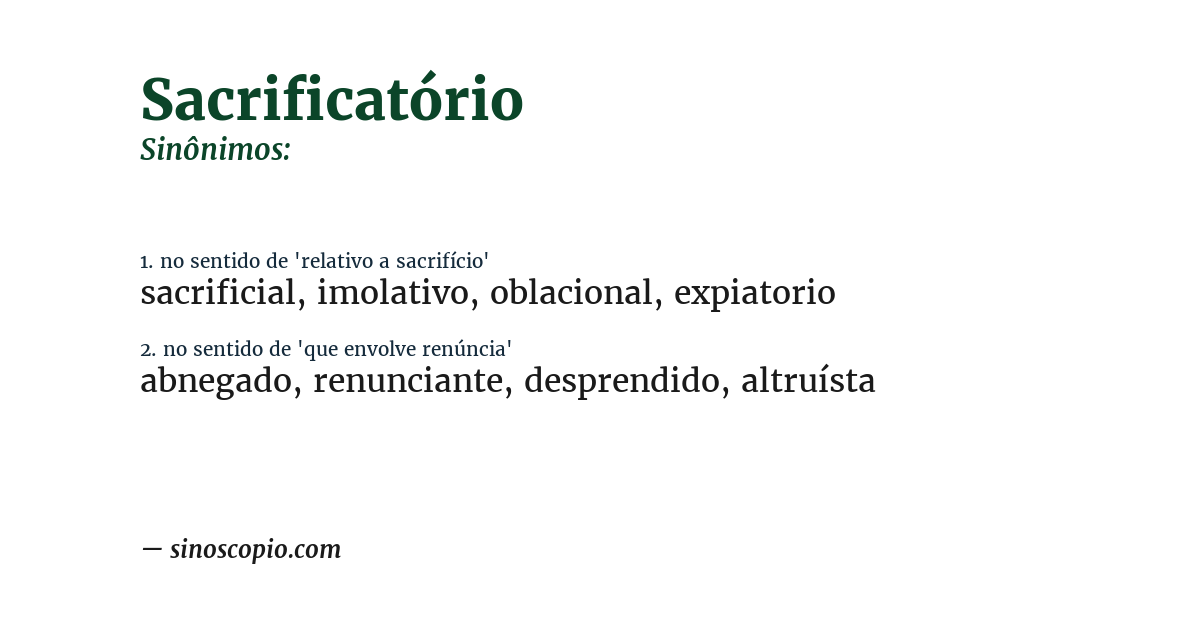 Sinônimo de sacrificatório