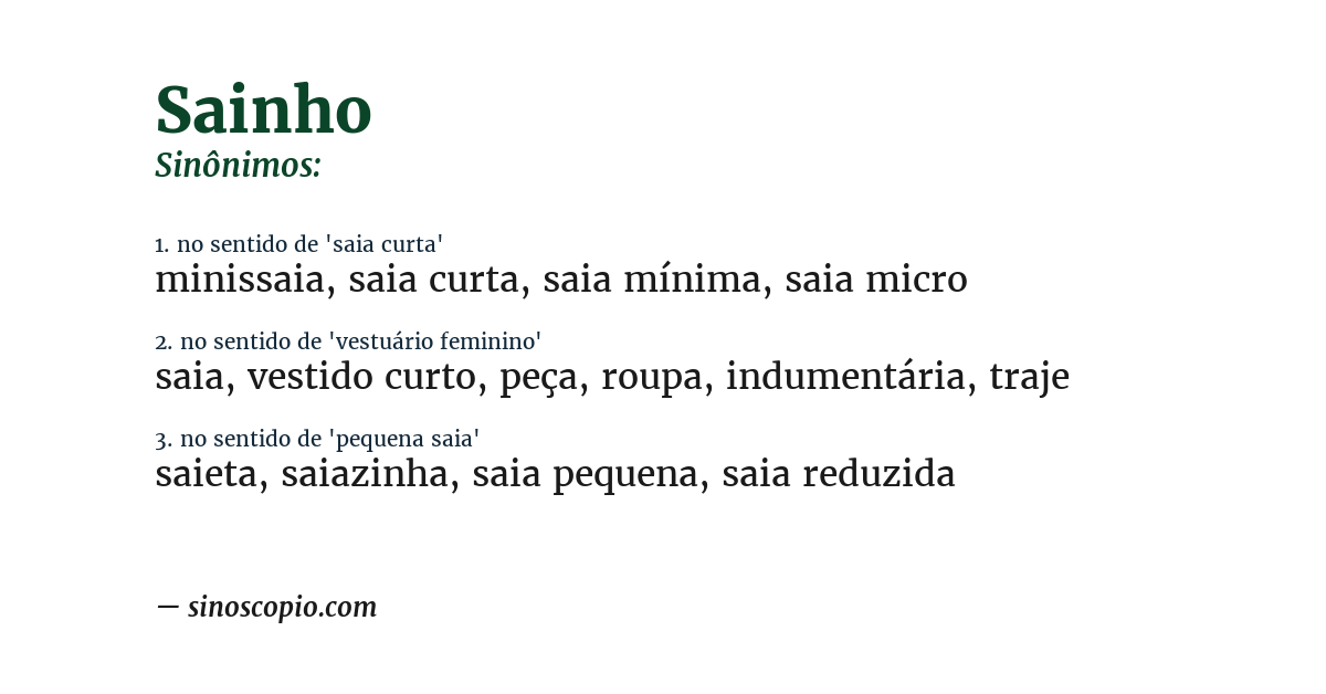 Sinônimo de sainho