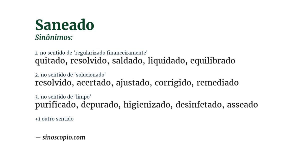 Sinônimo de saneado