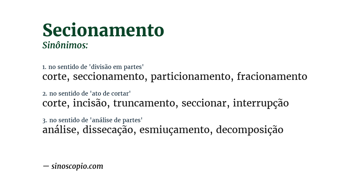 Sinônimo de secionamento