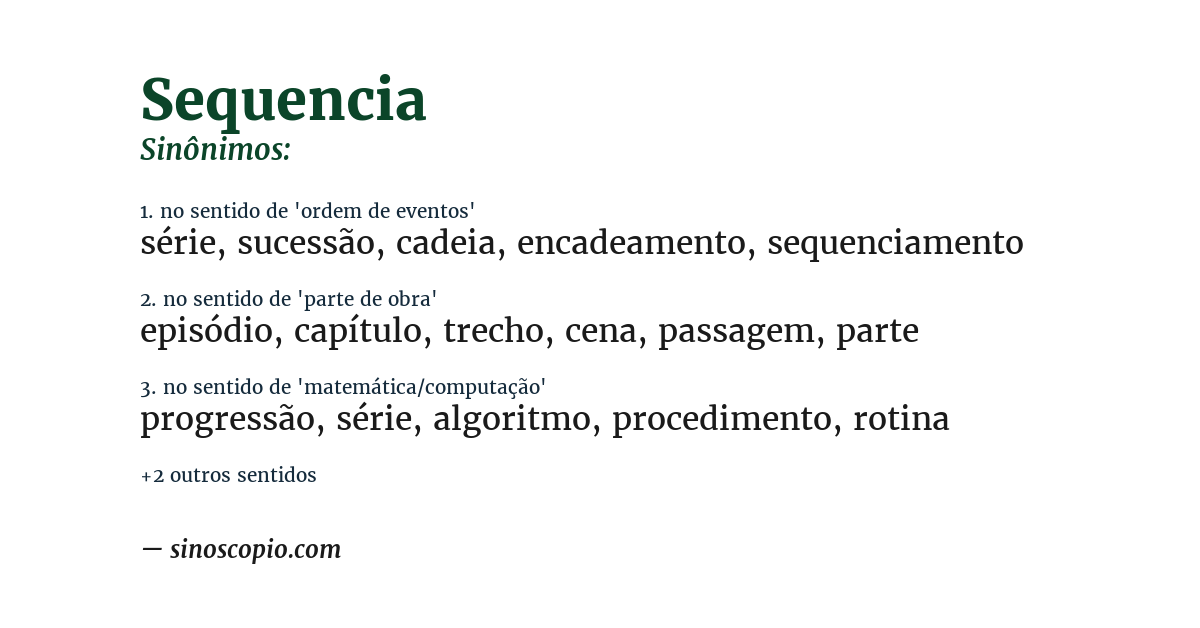 Sinônimo de sequencia