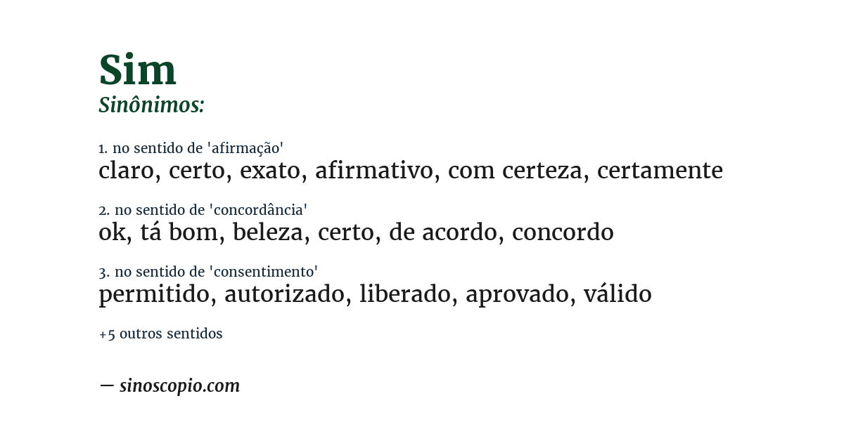 Sinônimo de sim