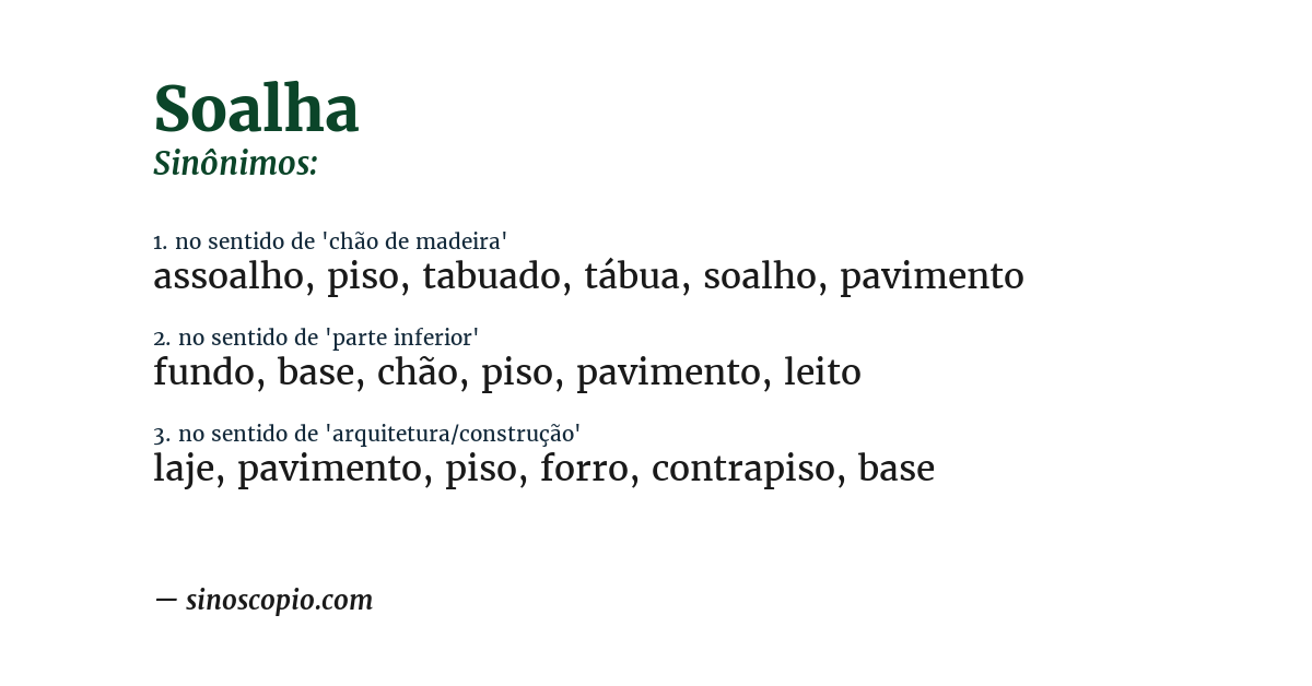 Sinônimo de soalha