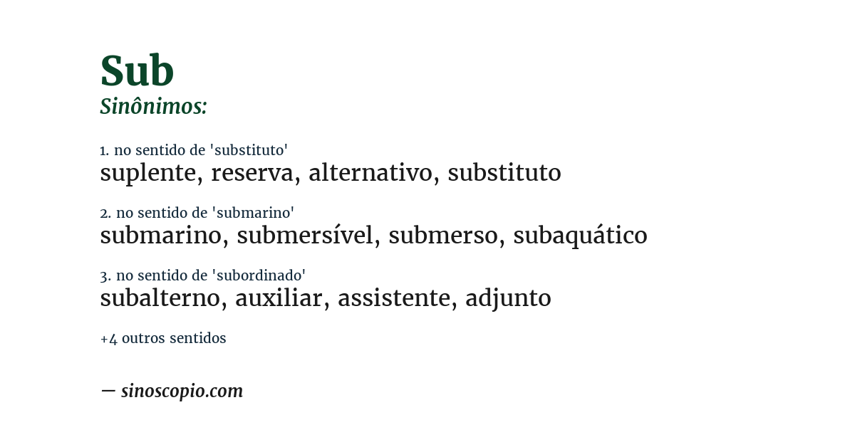 Sinônimo de sub