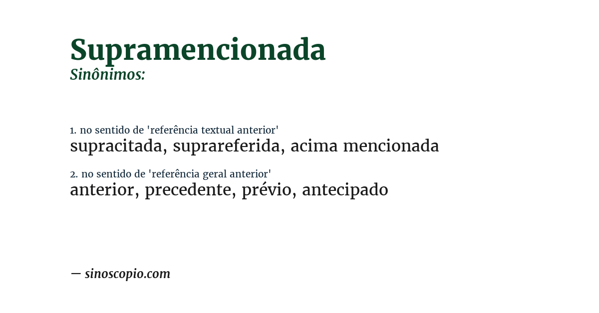 Sinônimo de supramencionada