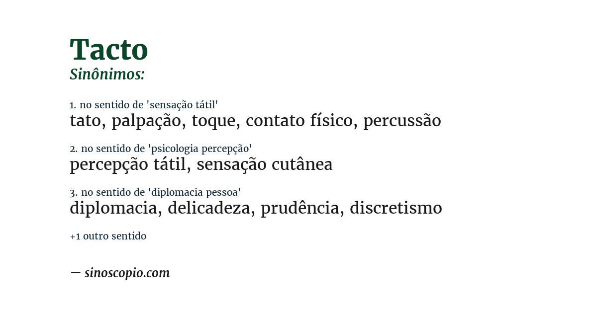 Sinônimo de tacto