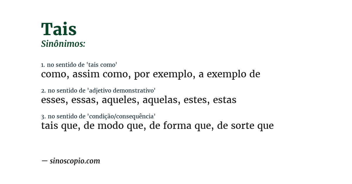 Sinônimo de tais