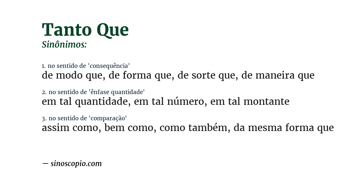 Sinônimo de tanto que