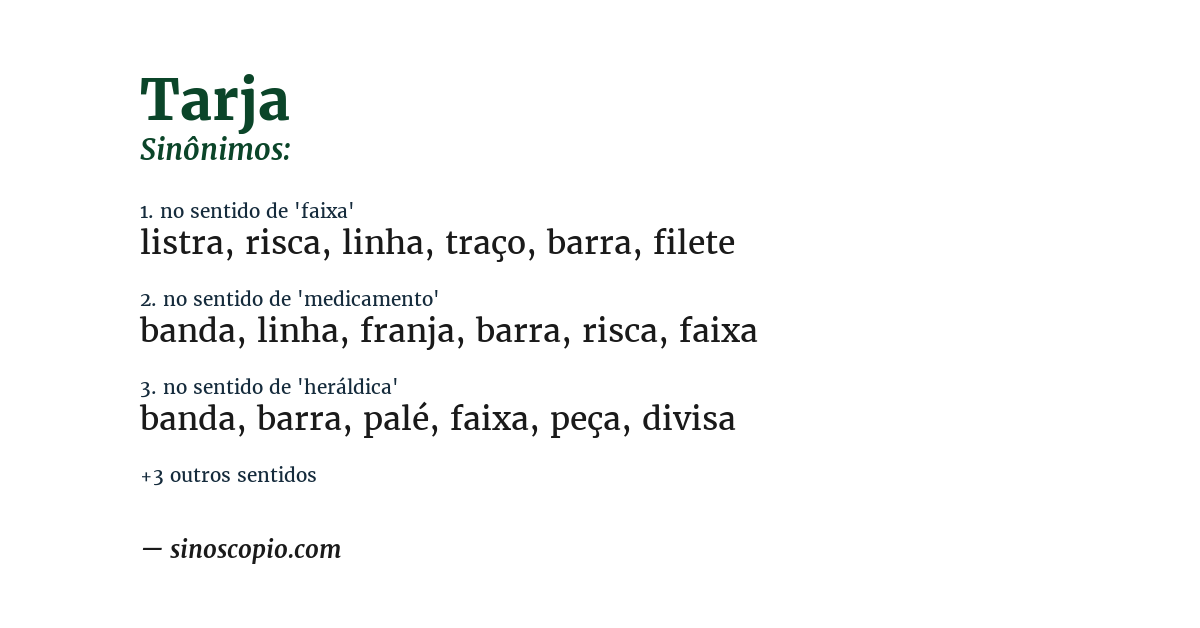 Sinônimo de tarja
