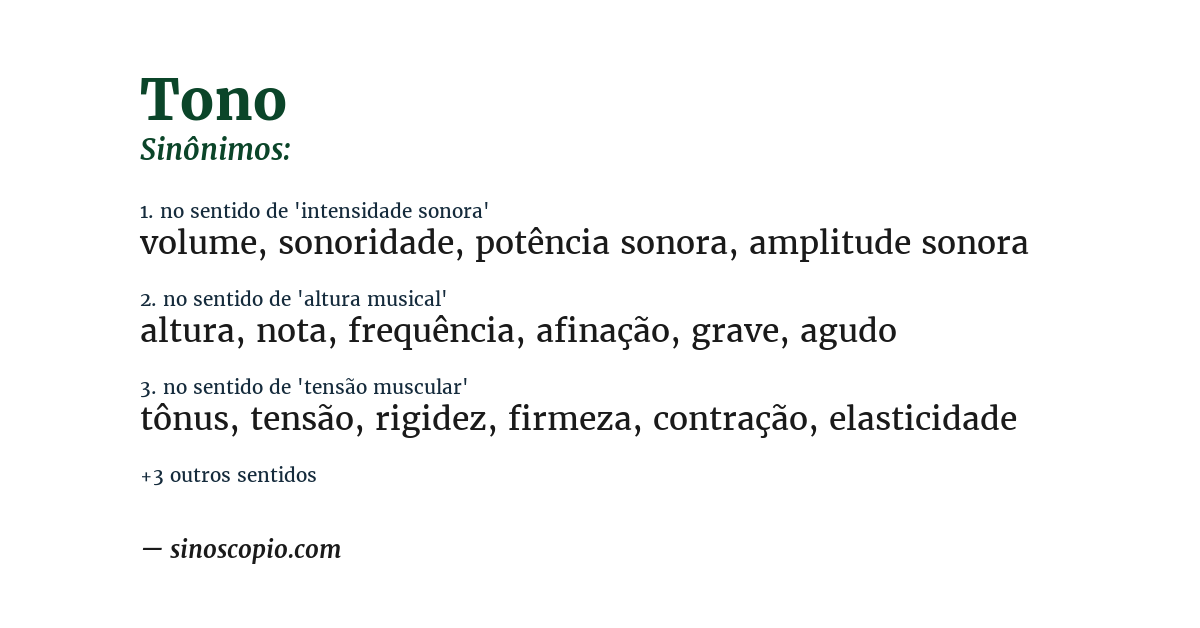 Sinônimo de tono