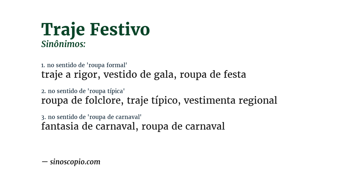 Sinônimo de traje festivo