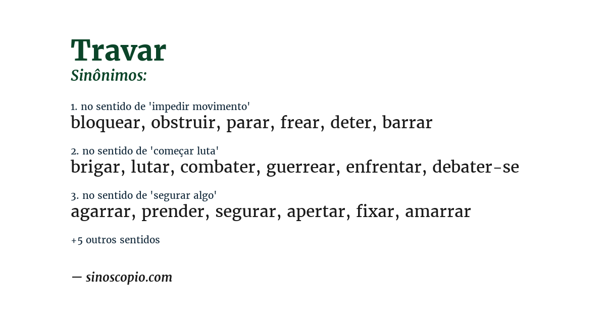 Sinônimo de travar