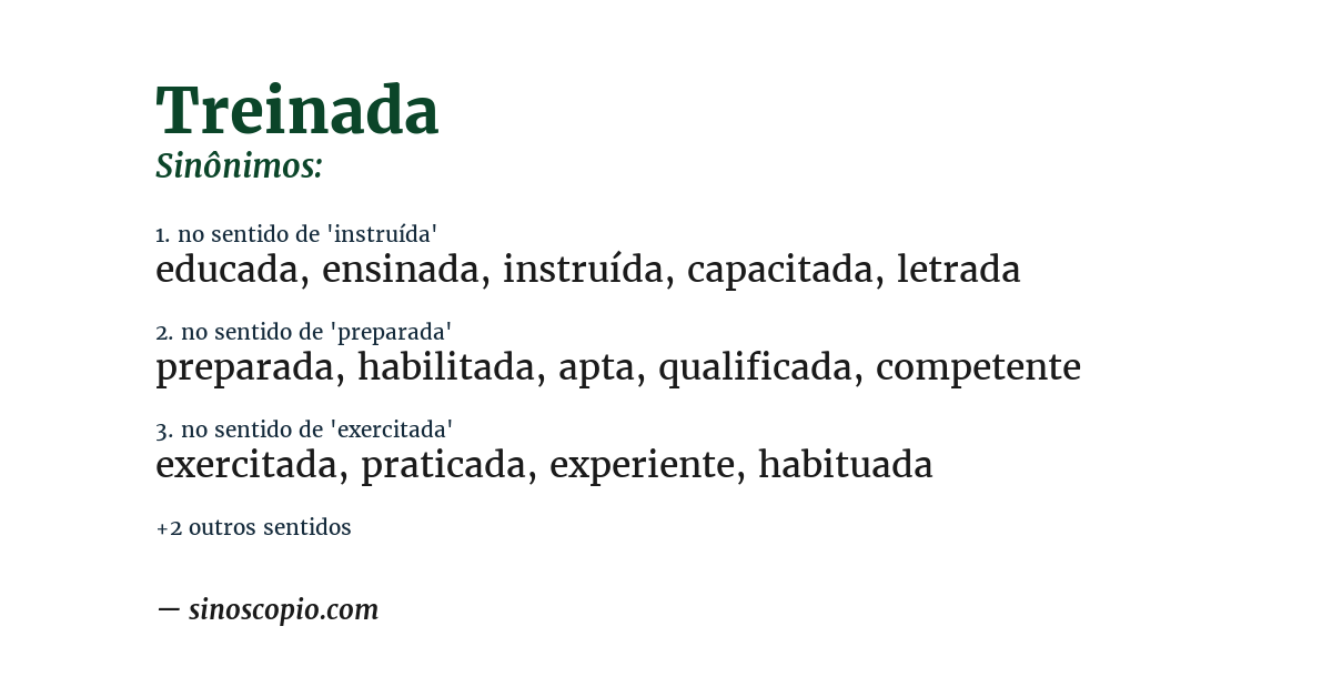 Sinônimo de treinada