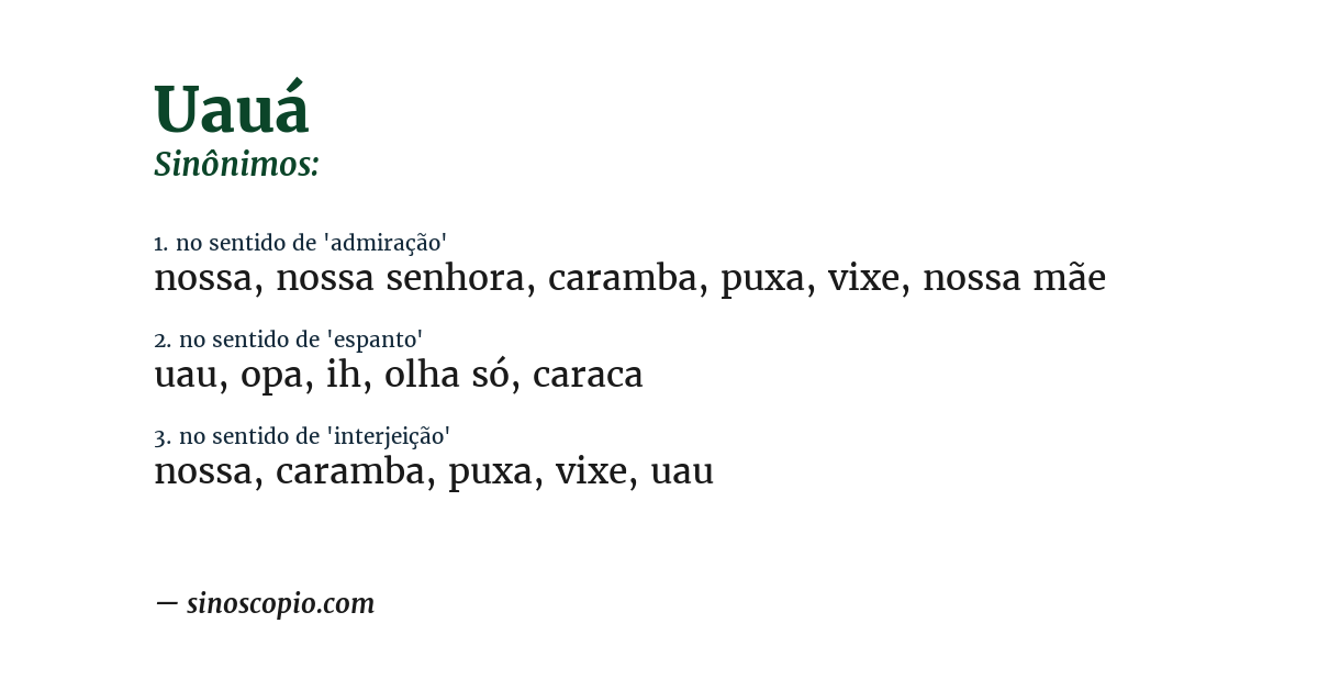 Sinônimo de uauá