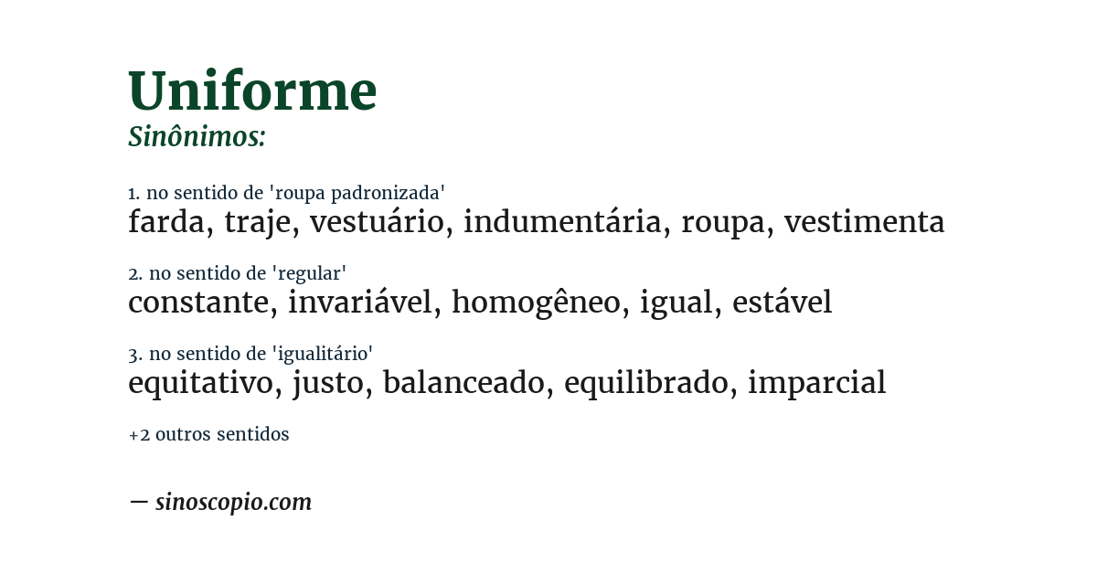 Sinônimo de uniforme