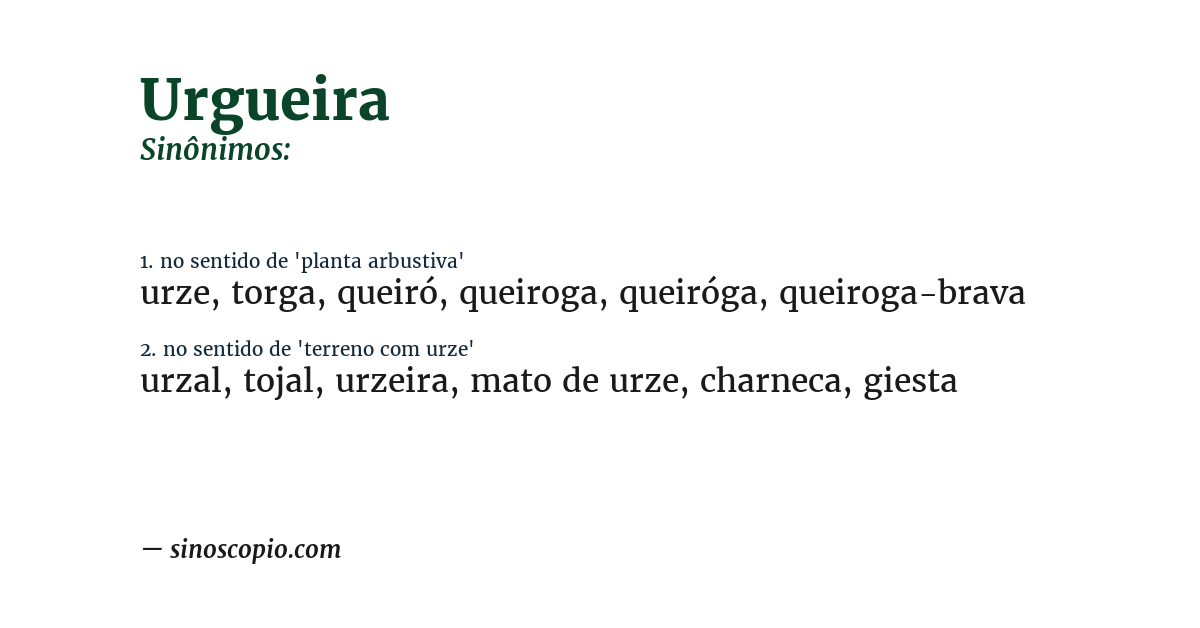 Sinônimo de urgueira