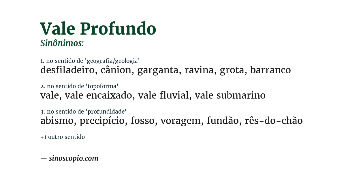 Sinônimo de vale profundo