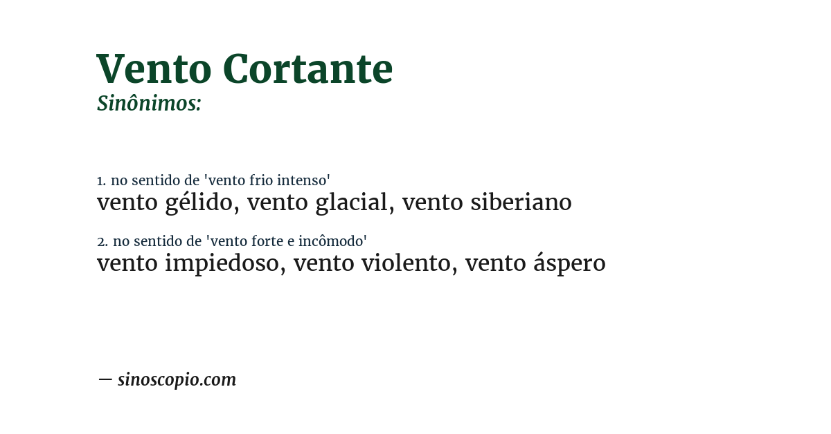 Sinônimo de vento cortante