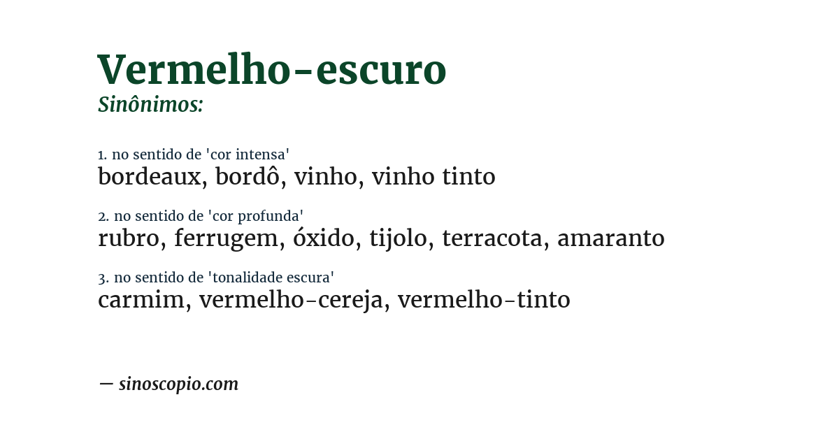 Sinônimo de vermelho-escuro
