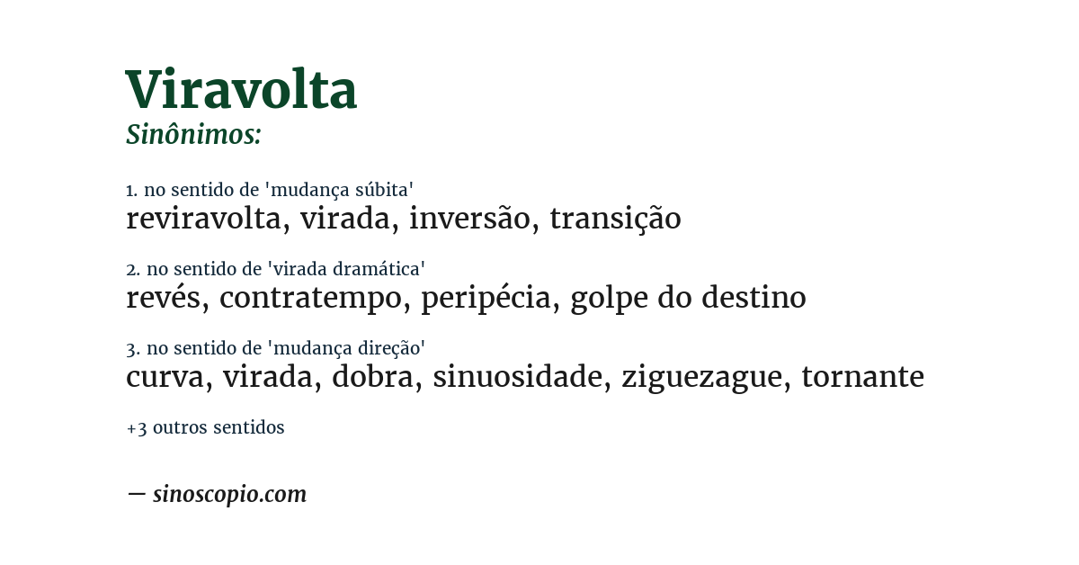 Sinônimo de viravolta