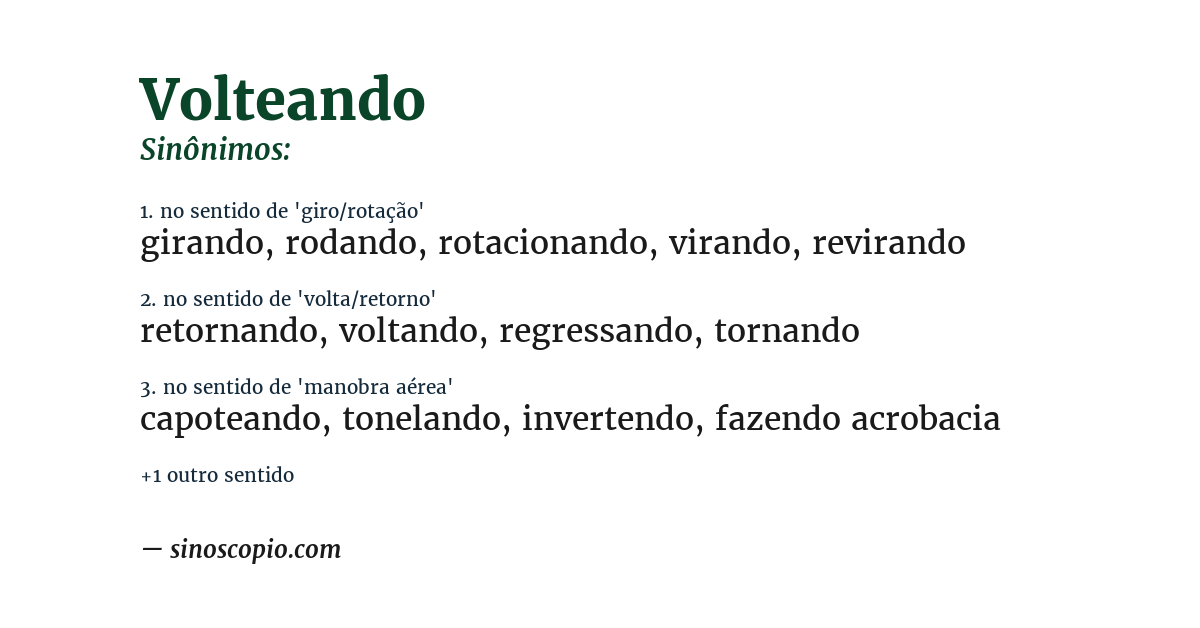 Sinônimo de volteando
