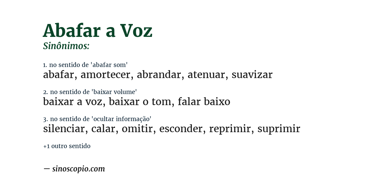 Sinônimo de abafar a voz